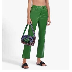 STAUD Green Leather Jeans